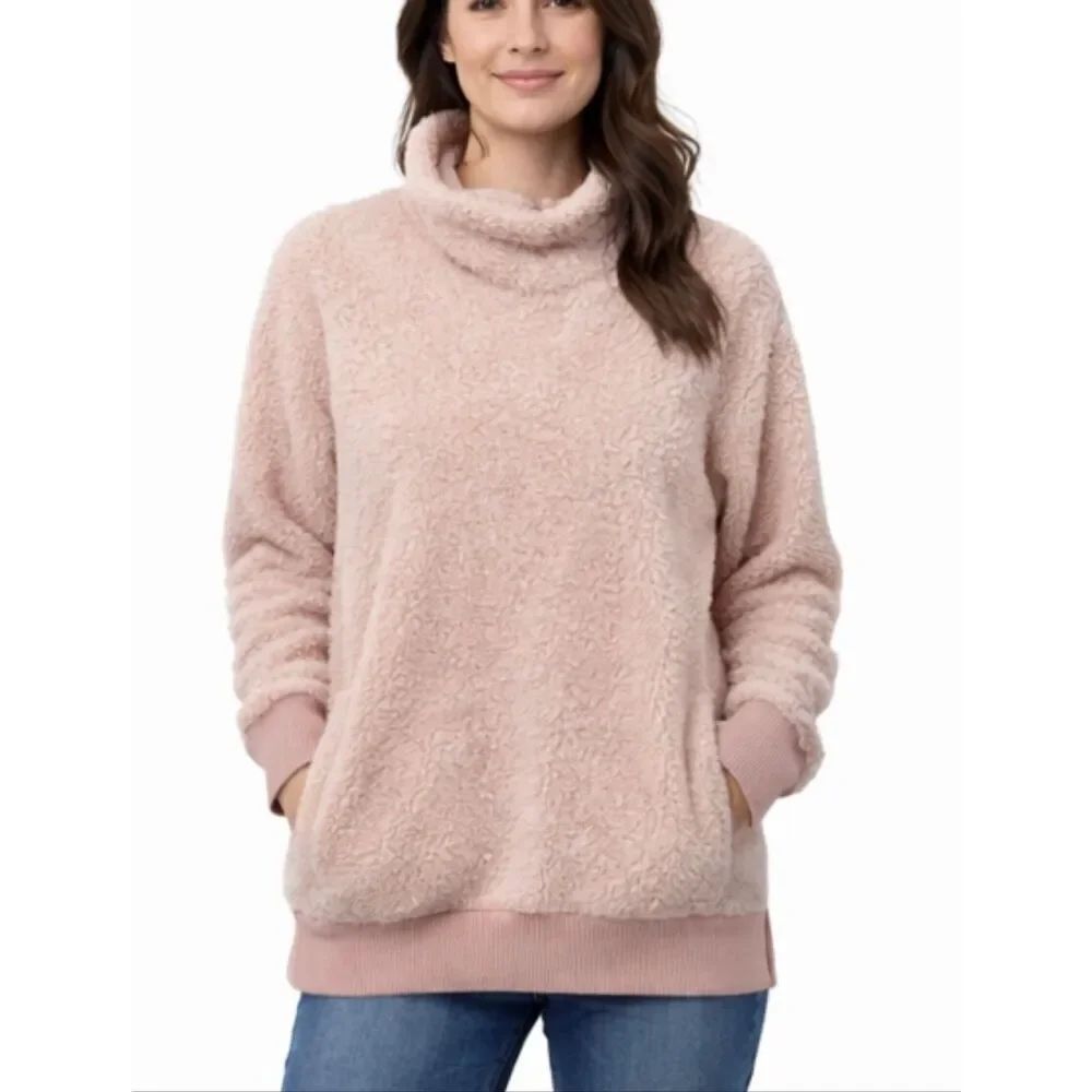 Rbx pink Sherpa cowl neck pullover size small